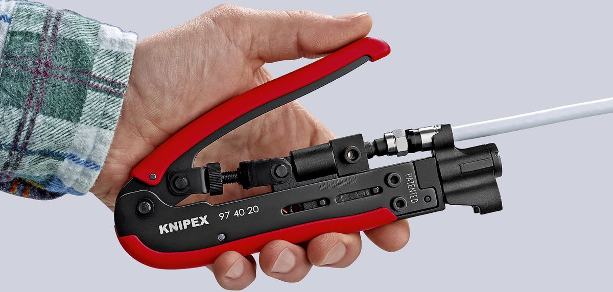 Utensile da compressione KNIPEX per connettori F, BNC e RCA