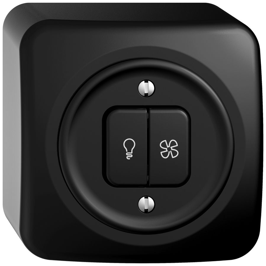 Interruttore a pulsante lum.AP STANDARDdue SNAPFIX® luce&venti 3/3/1L KS gi ne