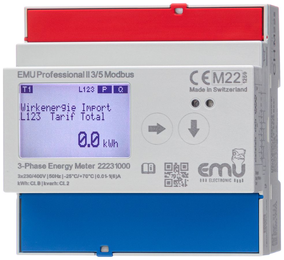 Compteur d'énergie AMD EMU Professional II 3×5A indirect MID S0 Modbus RTU