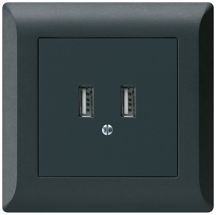 Prise de charge USB ENC Hager kallysto.line 240V 2400mA noir