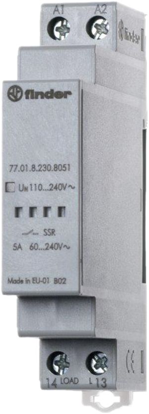 Relais Finder mit 1 SSR-Kontakt 5 A/60…240VAC, 10 ms, Eingang 90…265VAC
