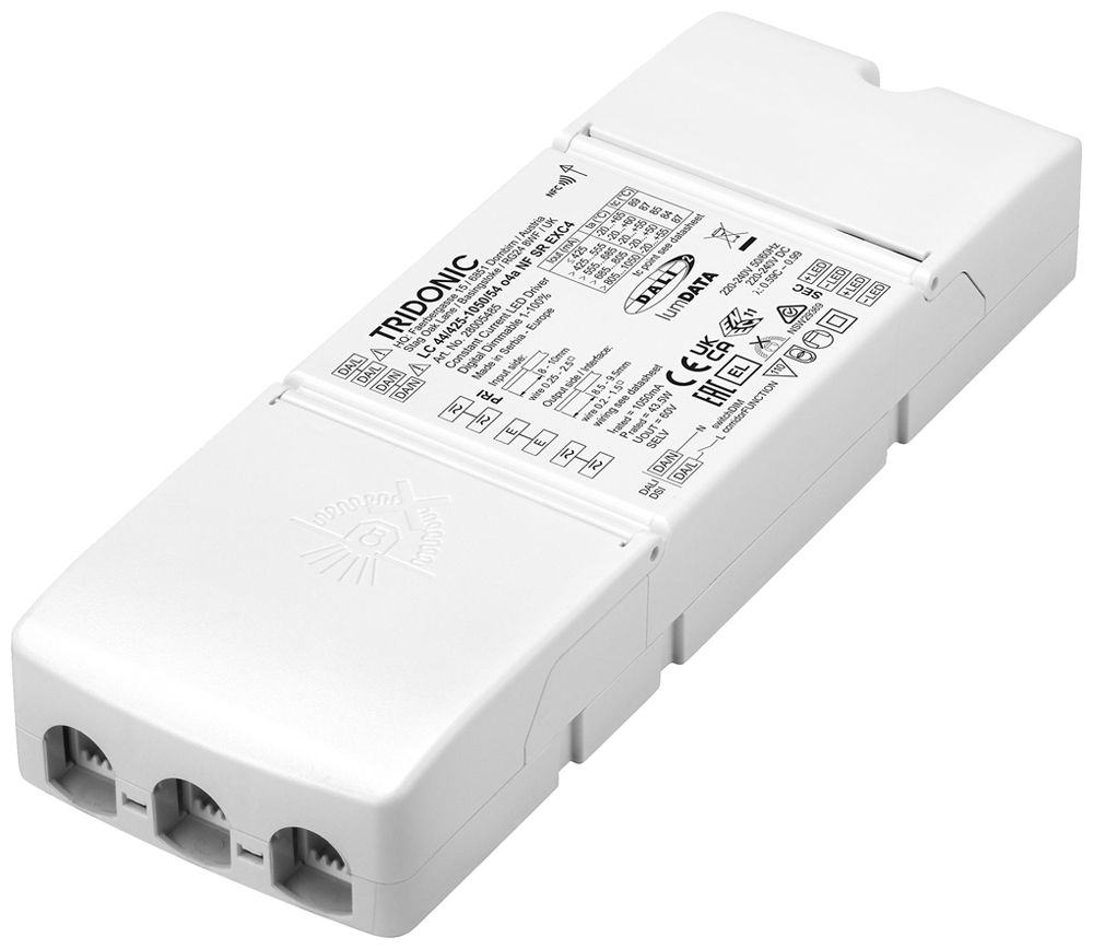 Alimentation LED Tridonic LC 22.9…43.5W 54V 425…1050mA DALI DSI VAR 200×70mm