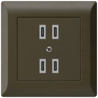 Prise de charge USB ENC Hager kallysto.line 2×C-C 2×20W ou 4×10W 5V 92×92mm brun