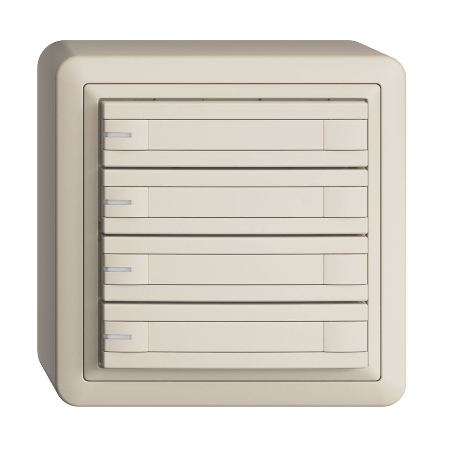 AP-KNX-Taster RGB EDUE, 250mW, m.RGB-LED, m.Papier., 4×Taste, 2×Tastenb., crema