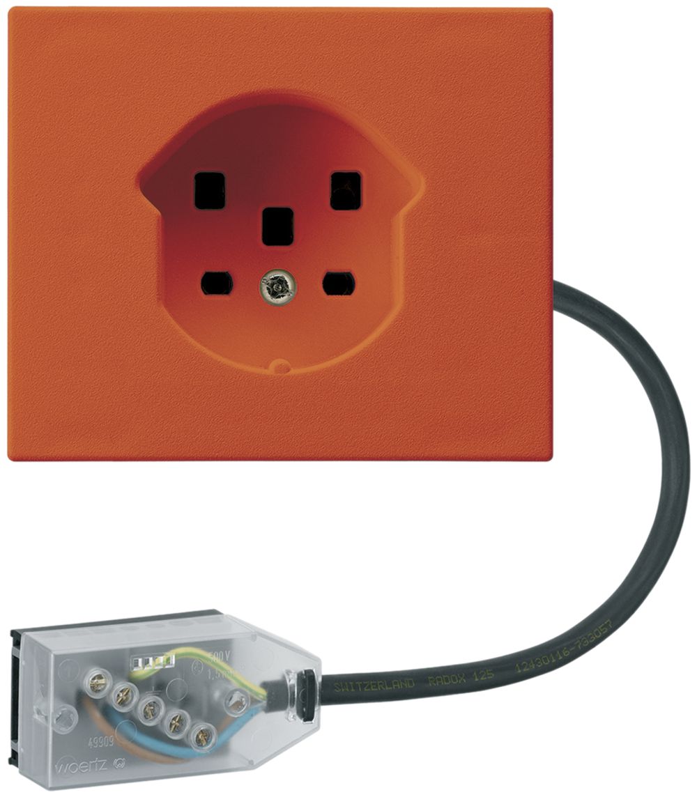 FLF-Steckdose HA Typ 25 mit Steckklemmen mit Flachkabel-Adapter Technofil orange