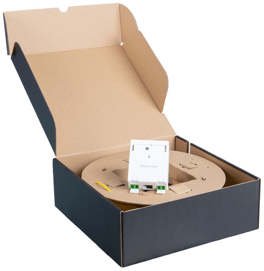 UP-LWL-Anschlussdose R&M, 2×LC/d APC SM + 1×RJ45 8P, 60×60mm, weiss