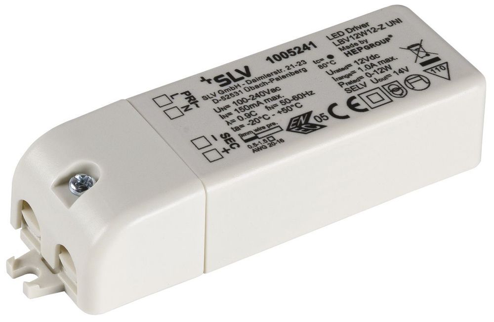 Convertitore LED SLV LBV12W12-Z UNI, 12W 12VDC max. 1000mA