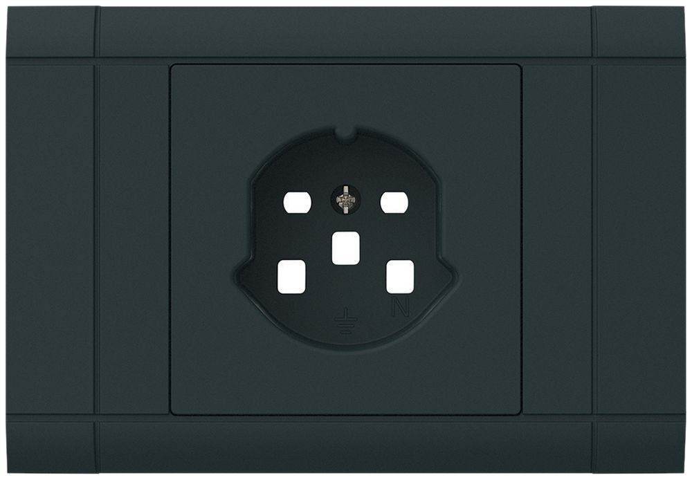 EB-Frontset kallysto für Einbausteckdose 1×T25 Abdeckrahmen steckbar schwarz