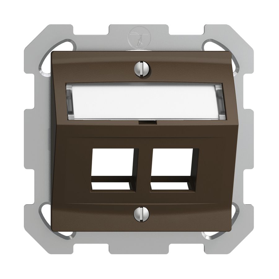 Kit d.montage ENC Edue FM, avec capot d.sortie oblique, pour 2×Keystone, coffee