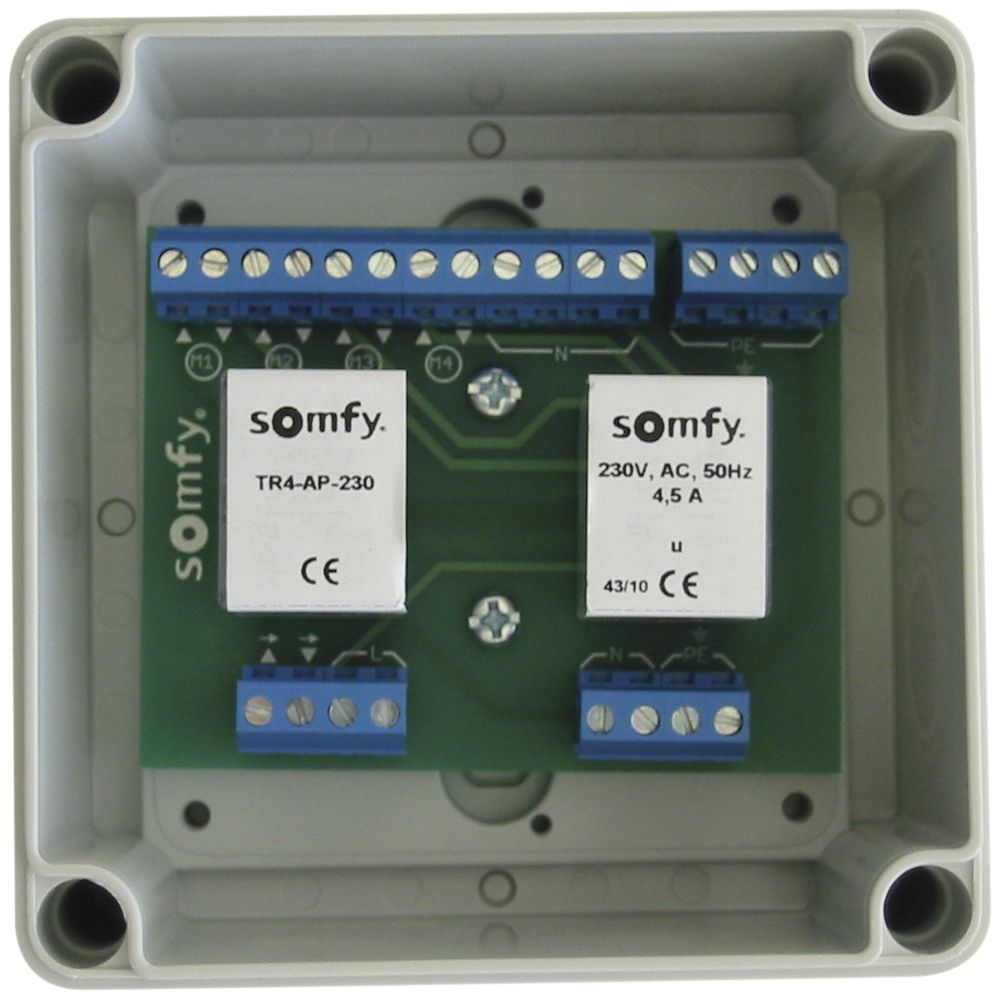 Relais de séparation AP Somfy TR4-AP-230, 4-canal, 230V/4.5A, 110×110×66mm