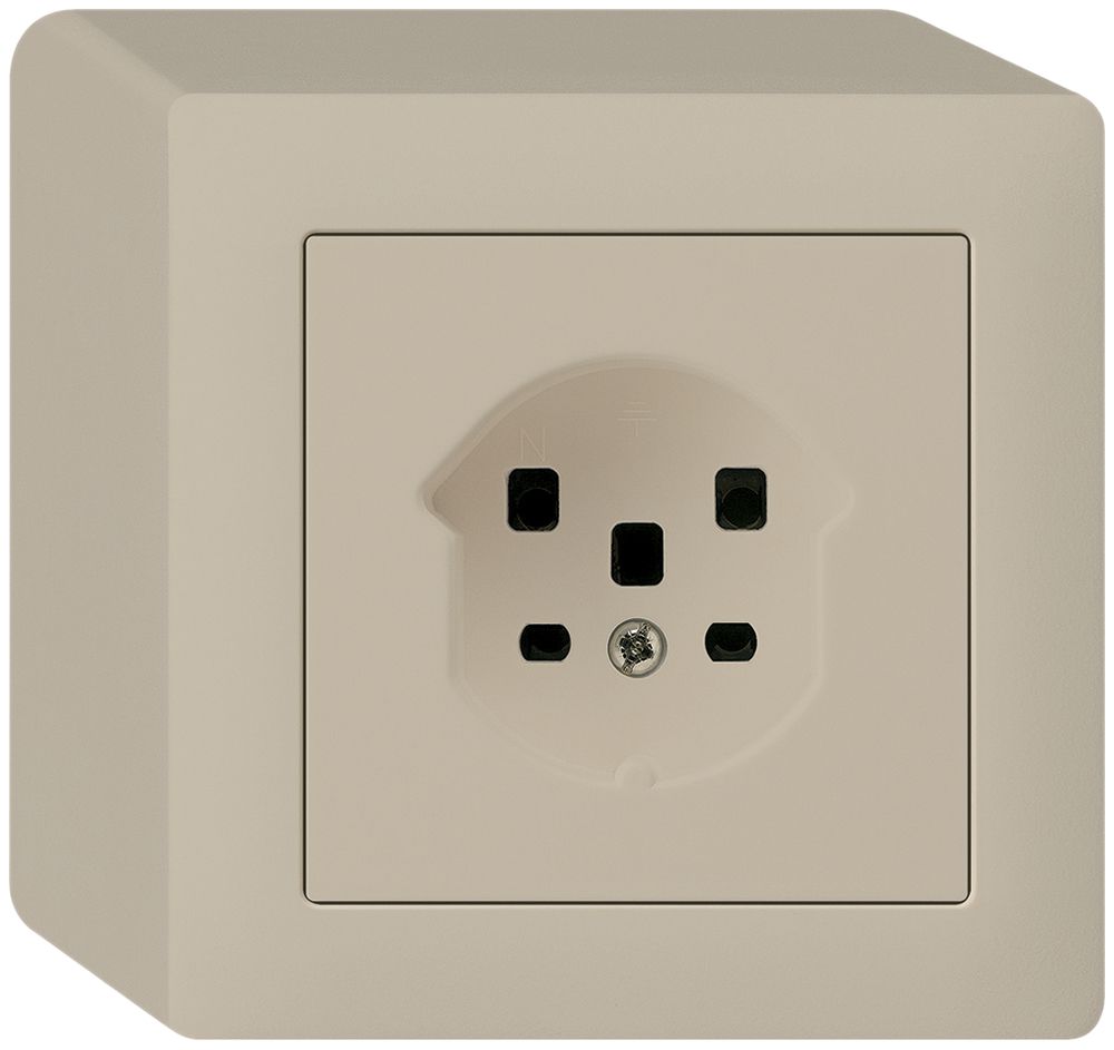 AP-Steckdose HA kallysto Typ 25 mit Steckklemmen beige