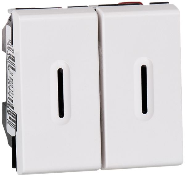 Interrupteur à bascule lum. INC MOS 1/3+3/1L 10A blanc 2mod.