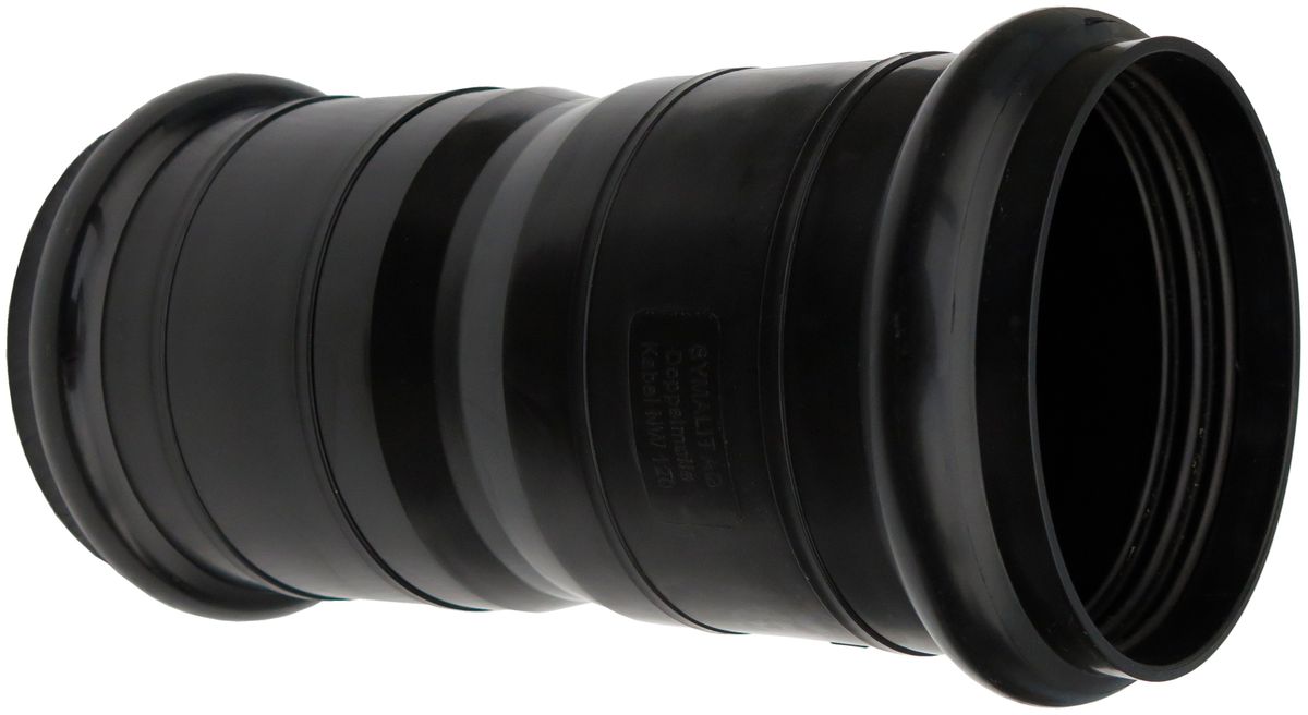 Doppelsteckmuffe 163/148 schwarz mit Sicke und Dichtungen KRDM