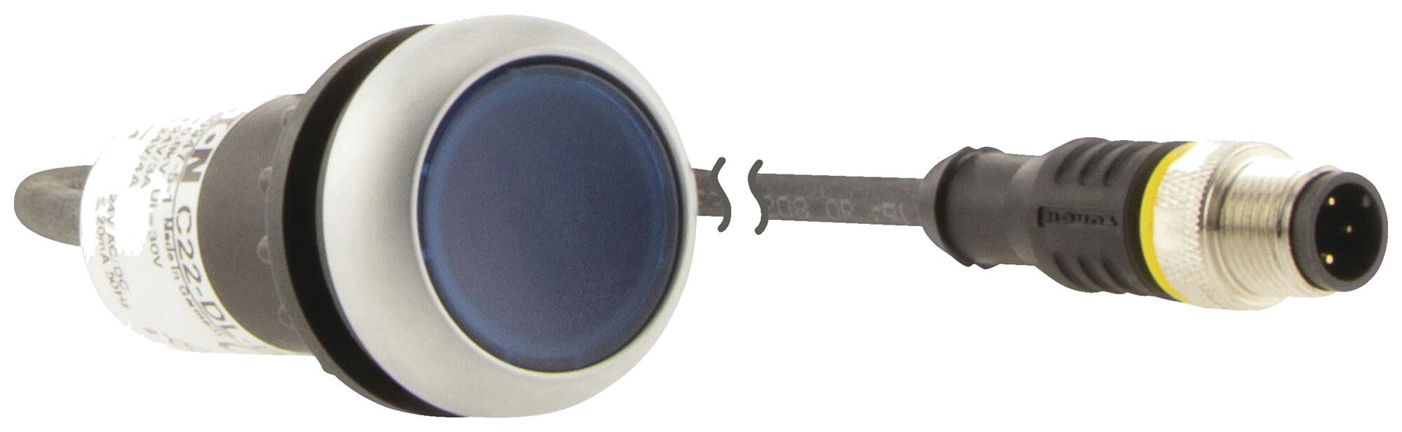 Poussoir lumineux Eaton C22-DL-B-K10-24-P1 plat bleu Ø22.5mm 1NO IP67/IP69K