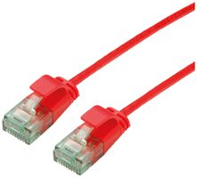Patchkabel RJ45 ROLINE RM DataCenter slim Kat.6A U/UTP AWG32 TPE rot 0.15m