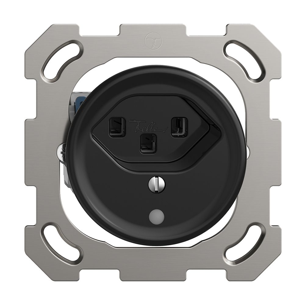 UP-Steckdose Sdue QM, 1×Typ 23, mit LED, mit Befestigungsplatte, schwarz