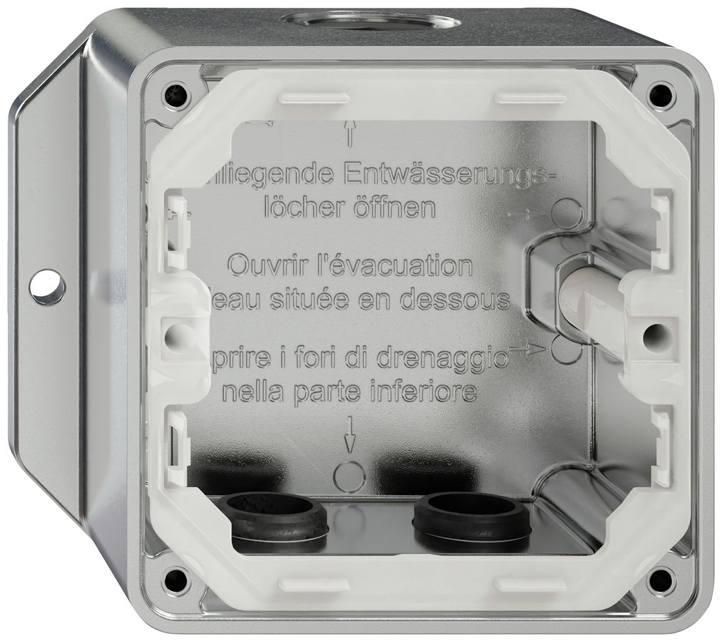 Scatola AP ELEMENT 1×1 EMP alluminio 3 ingressi