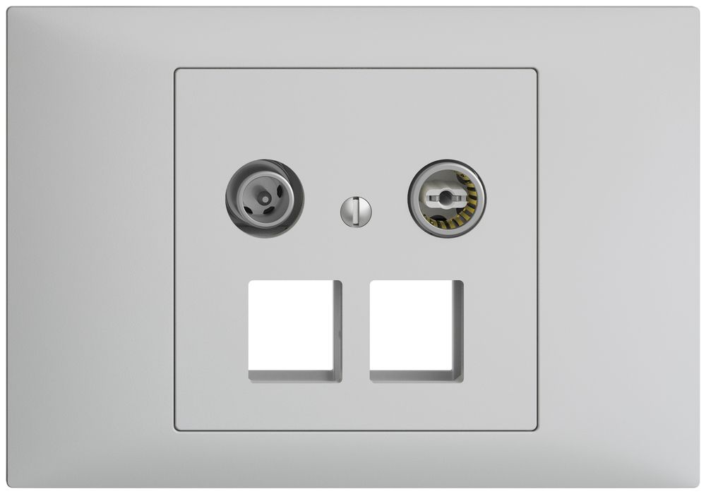 EB-Multimediadose 4dB EDIZIOdue BKE, Stichdose, f.2×RJ45 Keystone, hellgrau