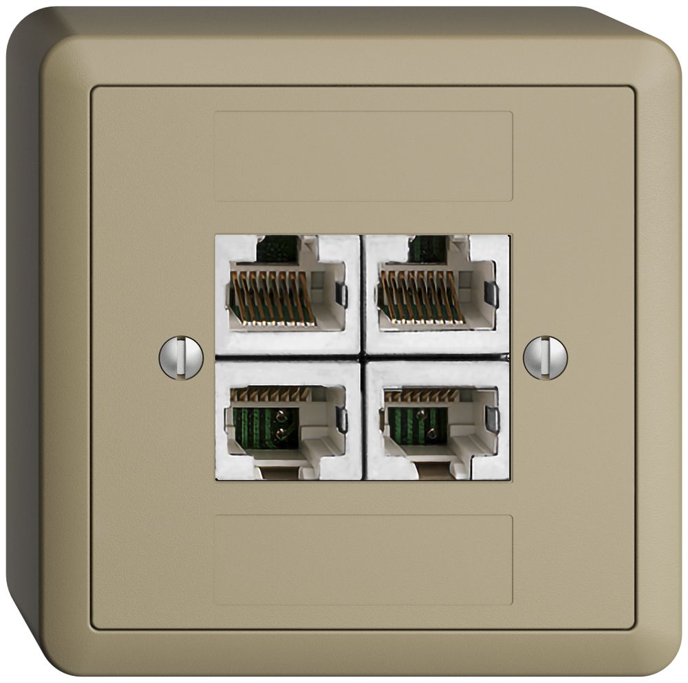 Prise AP 4×RJ45/s 4P sép.EDIZIOdue sand ITplus