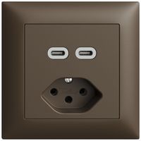 Prise ENC USB 2×type C + type 13 Feller EDIZIOdue FMI 230V 3000mA coffee