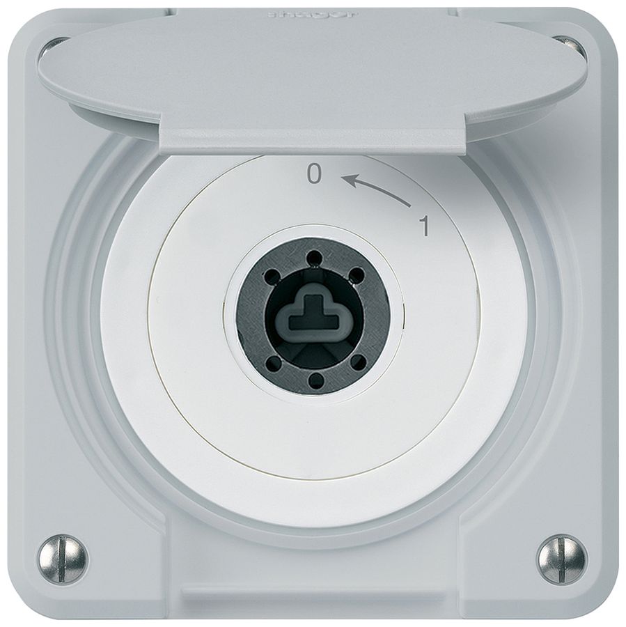 Contact pivotant à clé ENC robusto IP55 gris avec clapet sans cylindre 1P