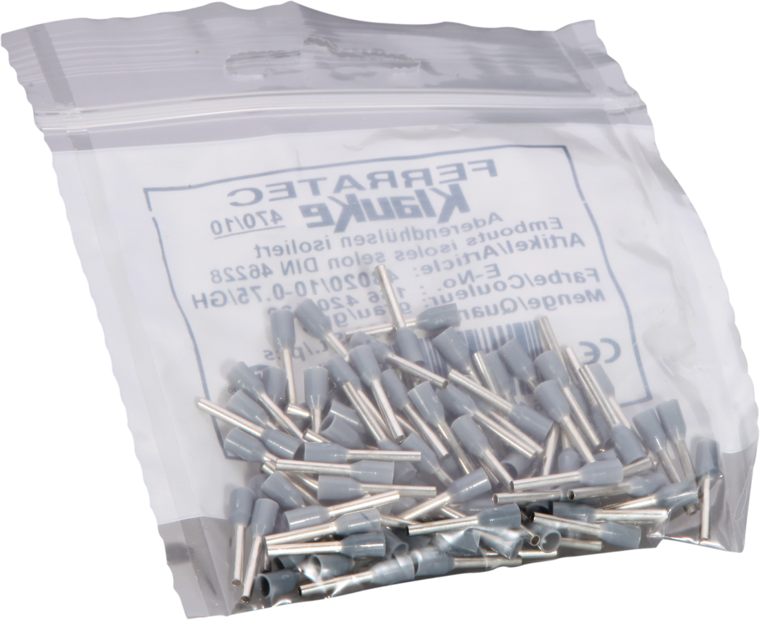Aderendhülse Ferratec DIN isoliert 0.75mm²/10mm grau