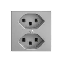 Prise EDIZIOdue 2×T23 silver 16A, avec bornes enf.