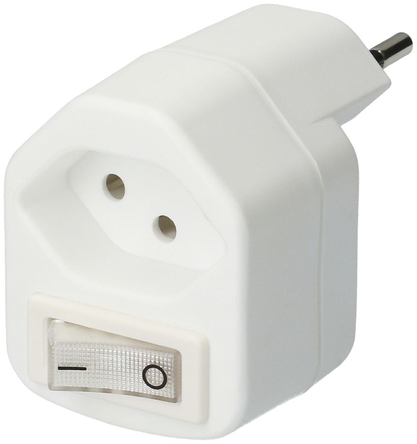 Abzweigstecker MH 1×T13 weiss mit Schalter