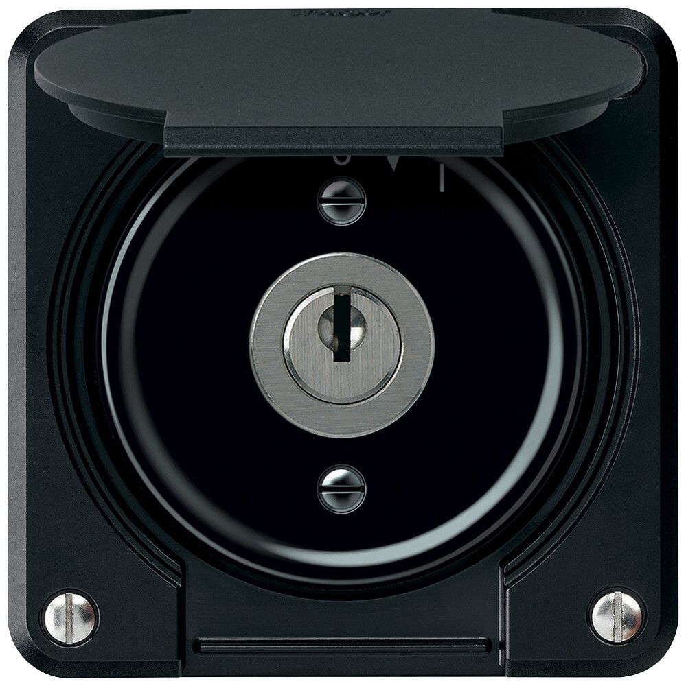 Contact pivotant à clé ENC robusto 2P 2NO 20A 250V 86×86mm noir