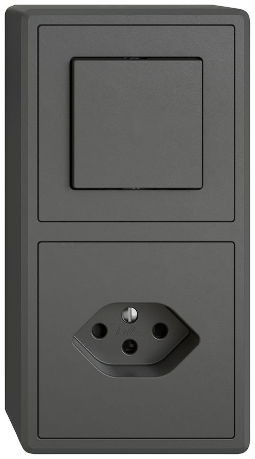 AP-Kombination EDIZIO.liv SNAPFIX® 2×1 140×74mm Schema 3/1L+1×T13 dunkelgrau