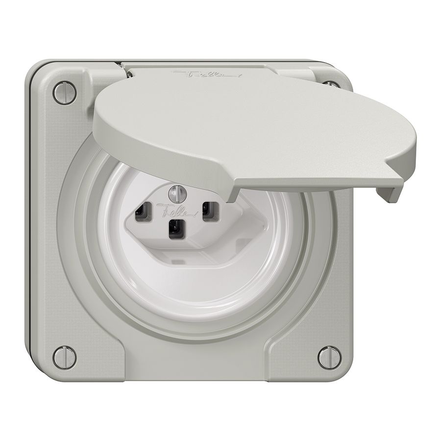 NUP-Steckdose NEVO, 1×T23, IP21, lichtgrau