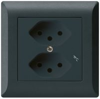 Prise ENC kallysto.line 2×T13/1 noir avec sécurité enfants