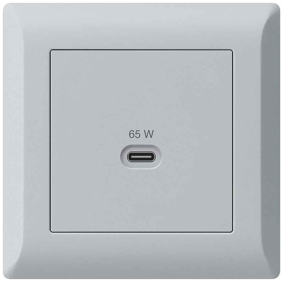 UP-USB-Ladesteckdose Hager kallysto.line Typ C 65W 3250mA hellgrau