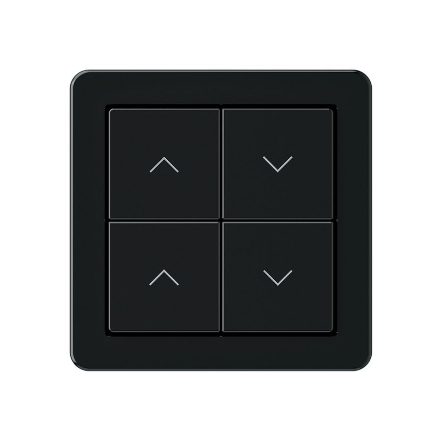 Poussoir pour stores KNX Hager BA basico A quadruple 58×58mm noir