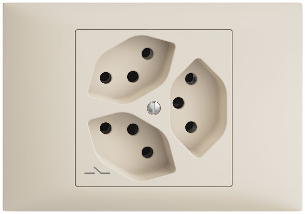 EB-Steckdose EDIZIOdue 3×T13 1×S crema