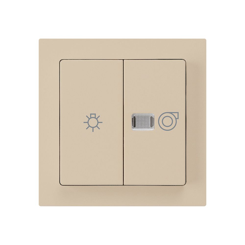 Leuchtdruckschalter kallysto 1/1L beige mit Symbol Licht+Ventilation