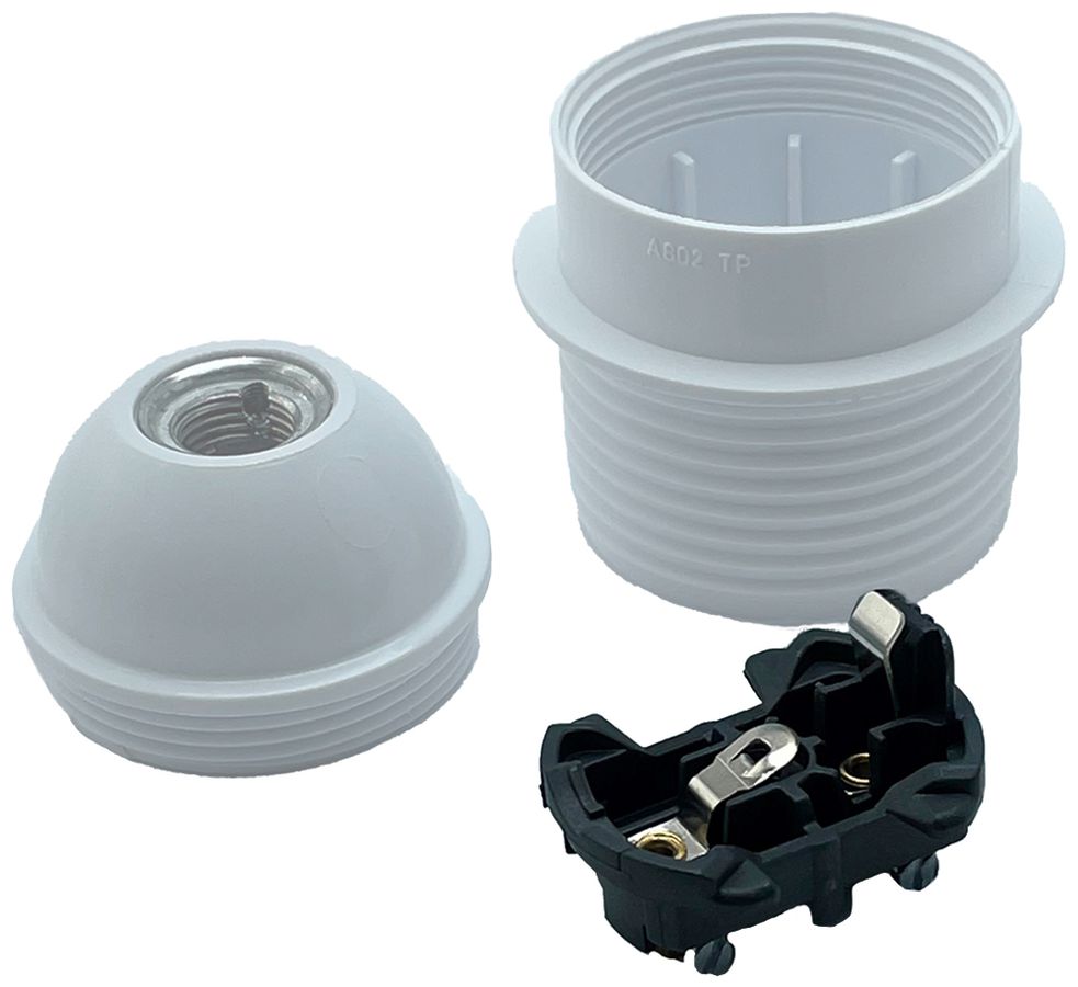 Fassung Elektrogros E27 M10×1 ≤210°C Ø40/46×55mm mit Erde weiss