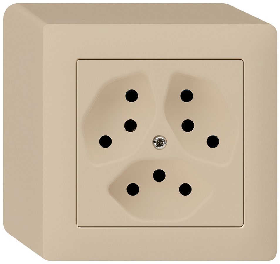 AP-Steckdose kallysto 3×T13 beige mit Kinderschutz