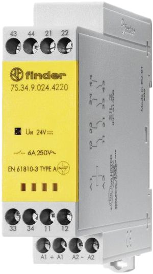 Relais de commutation AMD Finder 7S.34, 2F+2O 6A/230VAC AgSnO2, SIL 2