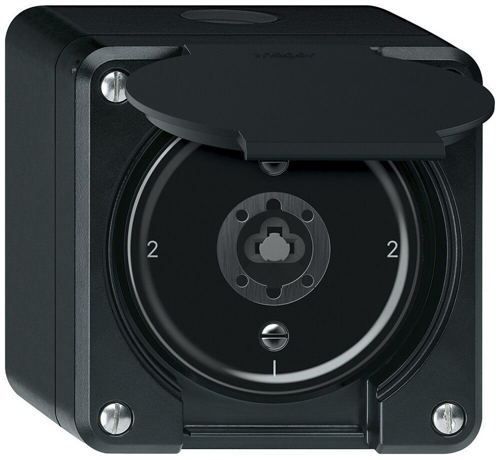 Interruttore a chiave AP robusto deviatore 16A 250V 86×86mm nero