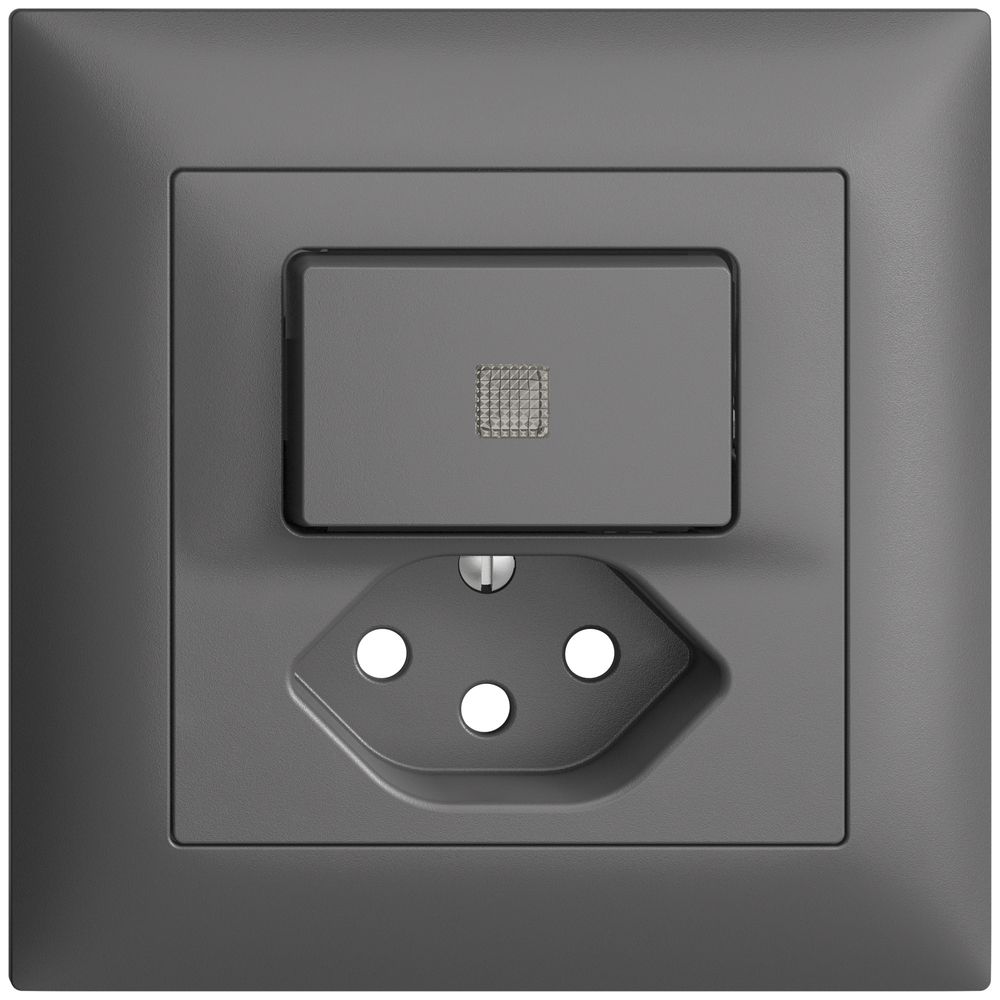 UP-Frontset EDIZIOdue T13 88×88mm dunkelgrau mit Linse, mit Kinderschutz