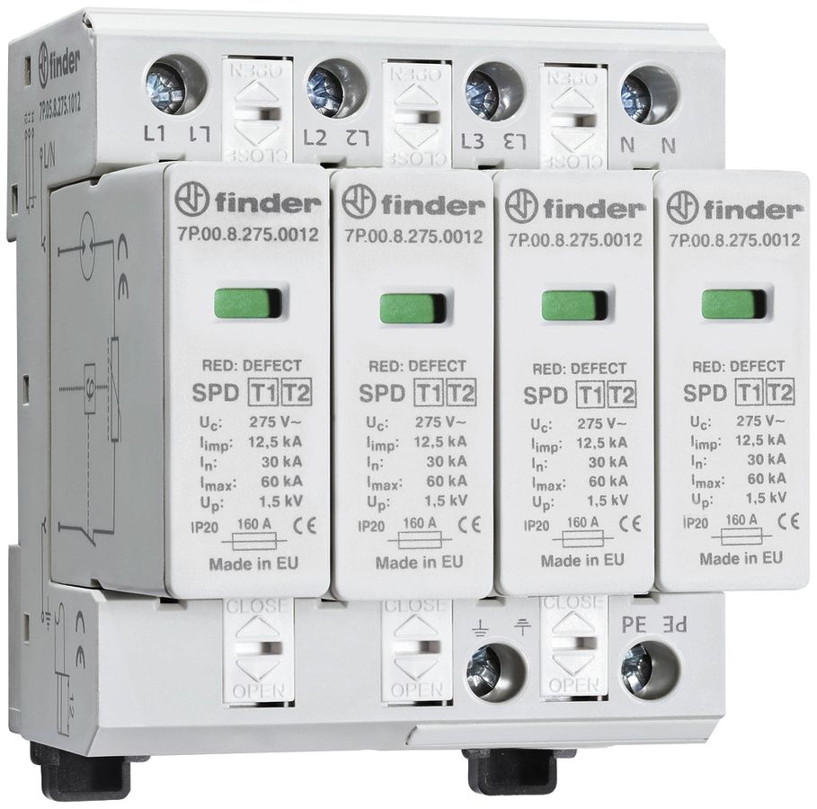 Parasurtension AMD Finder 7P.05, type 1+2, 3L/N 160A, TN-S