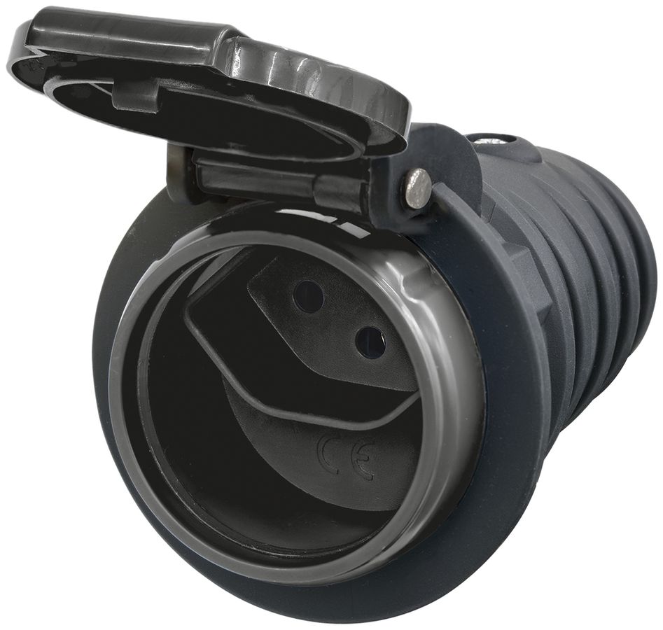 Kupplung Steffen T13 IP55 10A 250V, schwarz/Deckel schwarz