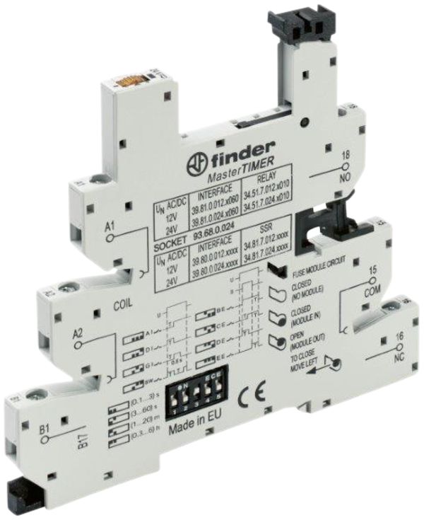 Zoccolo per relè Finder MasterTIMER p.relè Serie 34, 12…24VUC morsetti a vite
