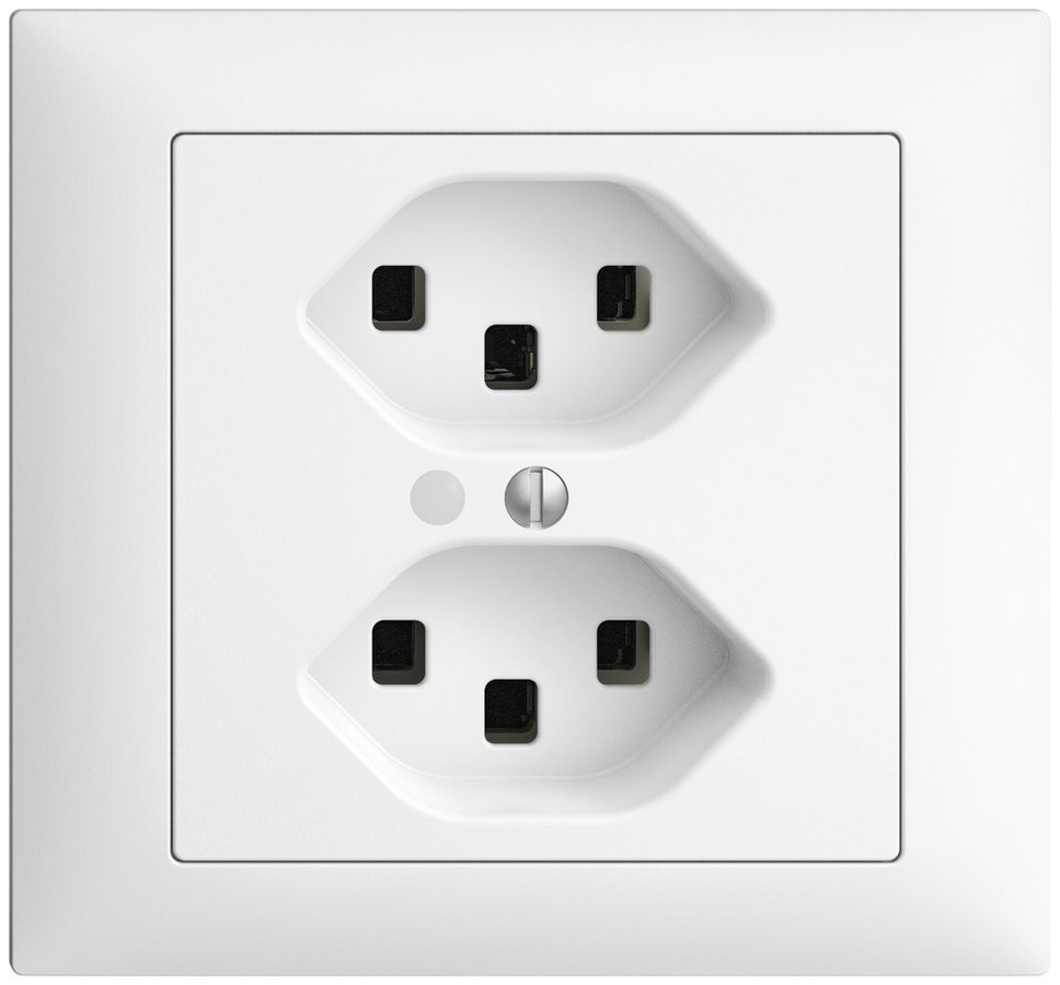 Presa INS 2×T23 16A bianco con LED verde EDIZIOdue