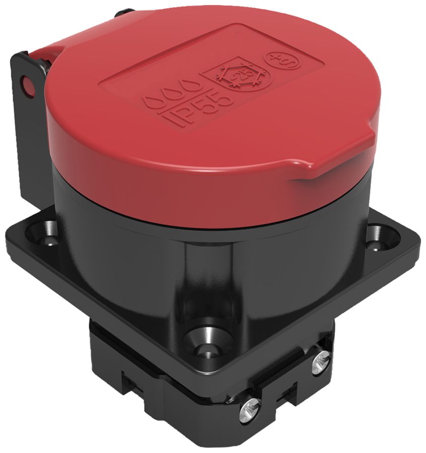 EB-Steckdose ELBRO T15 IP55 10 A 400 VAC IK08 schwarz/rot S+ inkl. Dichtung