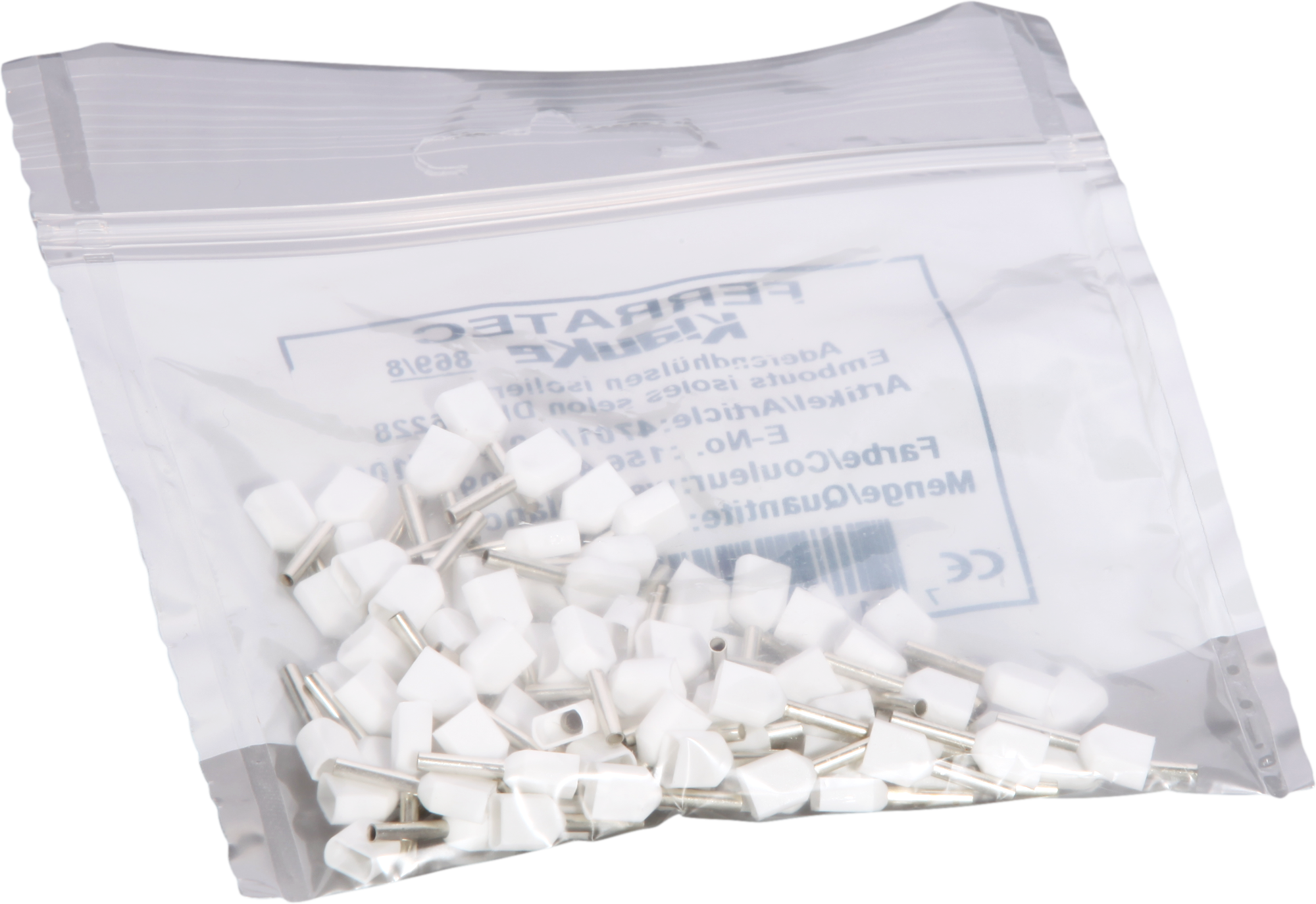 Embout de câble jumelé isolé 2×0.5mm²/8mm blanc