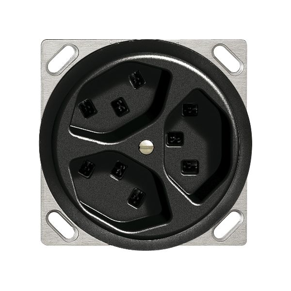 EB-Steckdose 3×T23 16A schwarz, FH, mit Steckklemmen