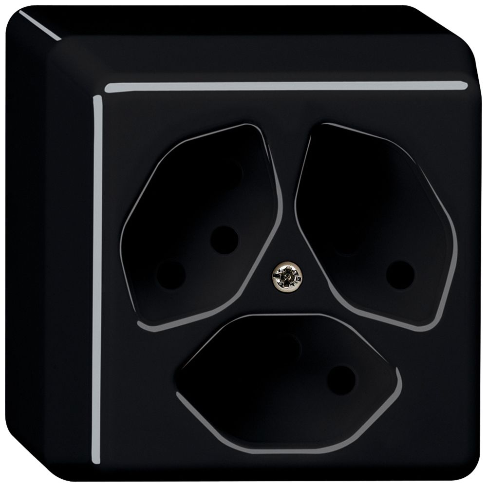 Presa AP basico 3×tipo 13 nero