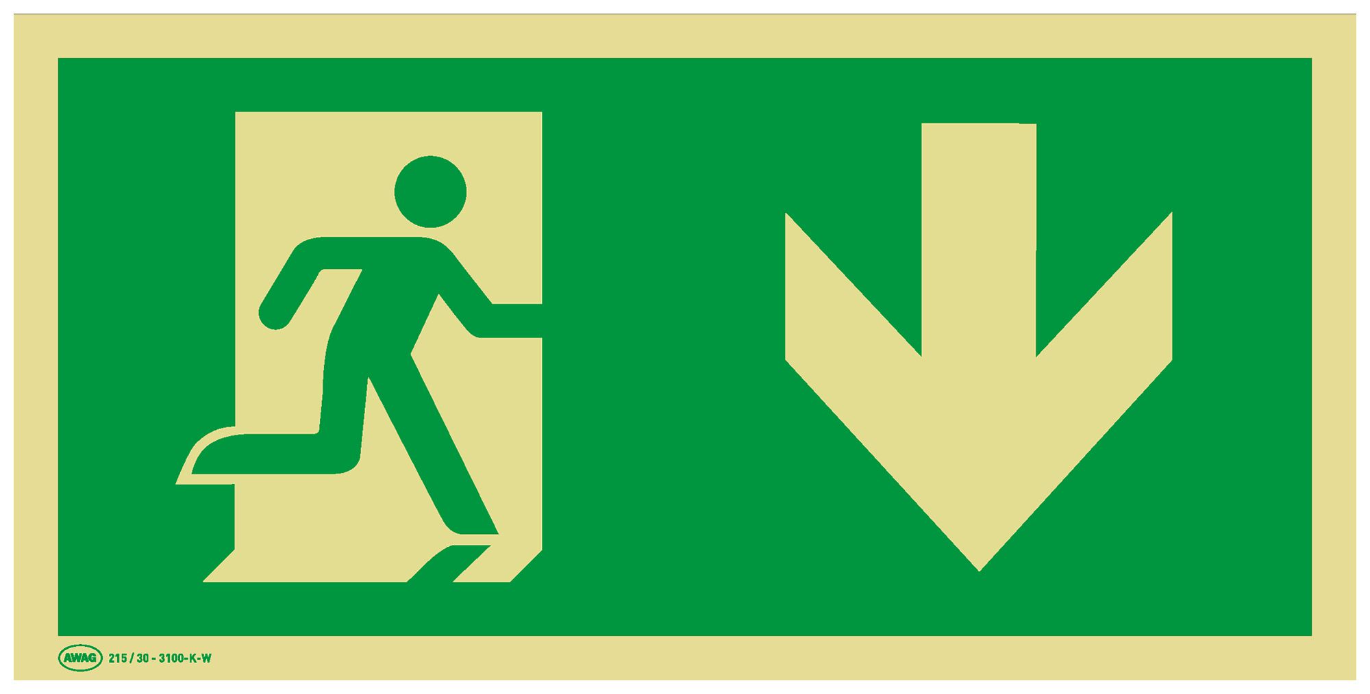 Panneau de signalisation de secours AWAG flèche vers le bas 400mm